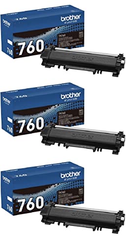 Brother Genuine TN760 High Yield Black Toner Cartridge, (for use with MFC-L2710DW MFC-L2750DW HL-L2350DW HL-L2370DW HL-L2395DW HL-L2390DW DCP-L2550DW Printers) (Pack of 3)