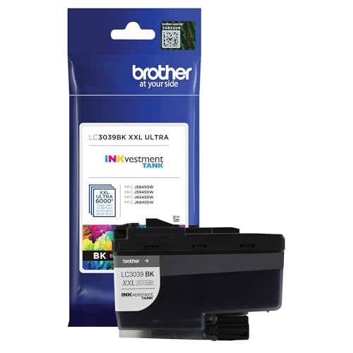 Brother Genuine LC3039BK Single Pack Ultra High-yield Black INKvestment Tank Ink Cartridge, Page Yield Up To 6,000 Pages, LC3039