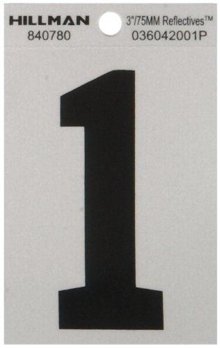 Hillman 3" Black/Silver #1 Adhesive Number 1pc