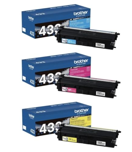 Brother TN433C, TN433M, TN433Y (TN-433C, TN-433M, TN-433Y) Cyan, Magenta and Yellow Color Toner Cartridge Set