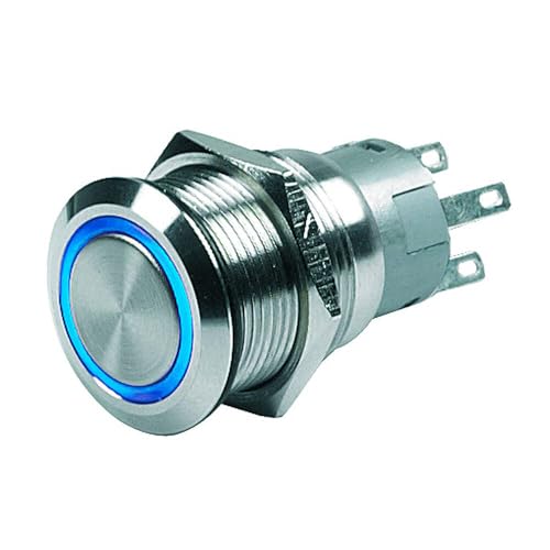Marinco Push Button Switch 24V Latching Blue LED 80-511-0007-01