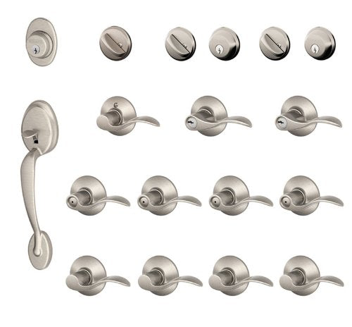 Schlage Plymouth Door Hardware Package F500-PLY-ACC-LH, Satin Nickel