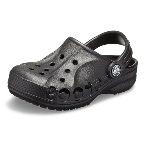 Crocs Unisex-Child Baya Clog, Black/Black, 1 Little Kid