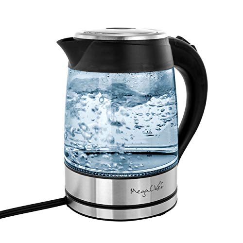 Megachef Glass and Stainless Steel Electric Tea Kettle, 1.8 L