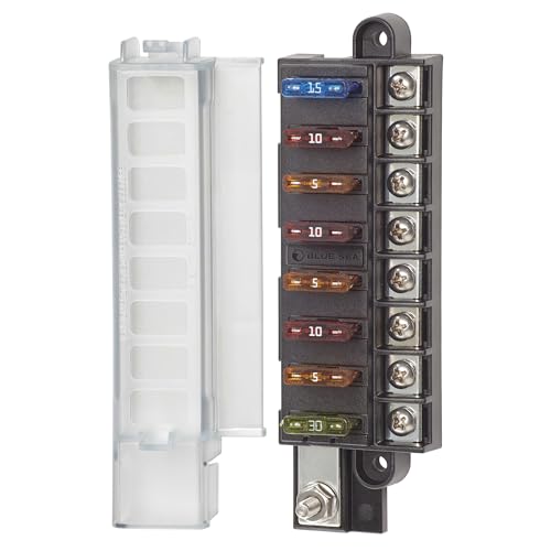 Blue Sea Systems ST Blade Fuse Block Compact 8 Circuit With Cover, 100 Amp, 5046