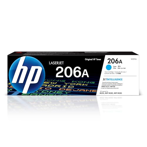 HP 206A Cyan Toner Cartridge | Works with HP Color LaserJet Pro M255, HP Color LaserJet Pro MFP M282, M283 Series | W2111A