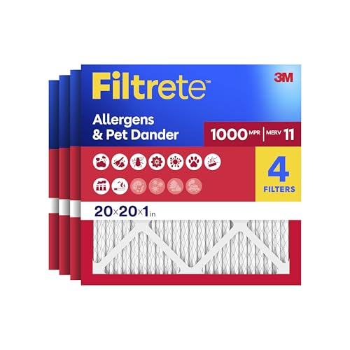 3M Filtrete 20x20x1 Air Filter MERV 11, 4 Pack