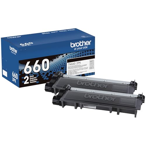 Brother Genuine TN660 2-Pack High Yield Black Toner Cartridge with approximately 2,600 page yield/cartridge