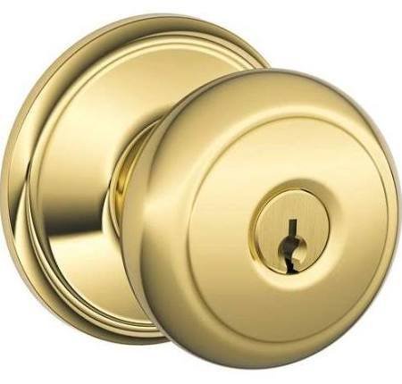 Schlage Andover Wakefield Entry Lock 605 Bright Brass