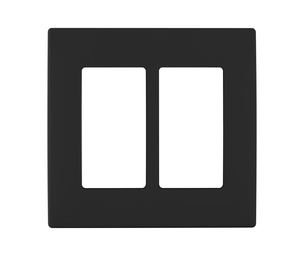 Leviton Renu Two-Gang Screwless Snap-On Wallplate, REWP2-OB, Onyx Black