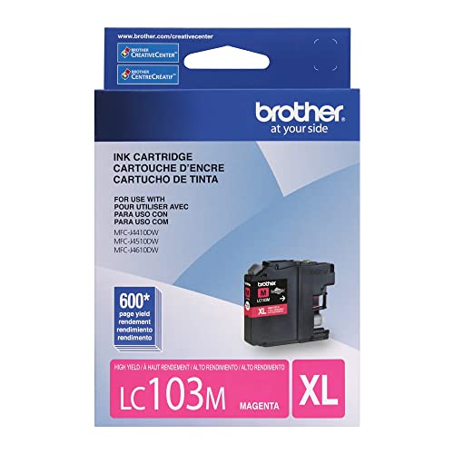 Brother LC103M High Yield Ink Cartridge Magenta -1 Pack in Retail Packing