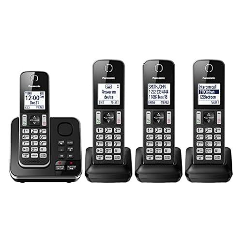 Panasonic KX-TGD394B Dect 6.0 4-Handset Landline Telephone (Renewed)