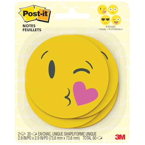 Post-it Printed Notes, 2 Pads/Pack, 30 Sheets/Pad, 3x3 in, Emoji Designs, 4 Alternating Faces (BC-2030-EMOJI)