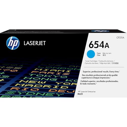 HP 654A Cyan Toner Cartridge | Works with HP Color LaserJet Enterprise M651 Series | CF331A