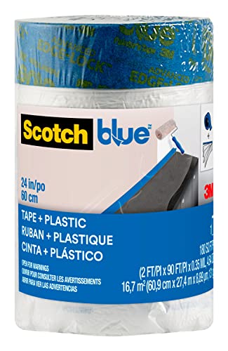 3M ScotchBlue Pre-Taped Painter's Plastic 30ft x 24in PT2093EL-24