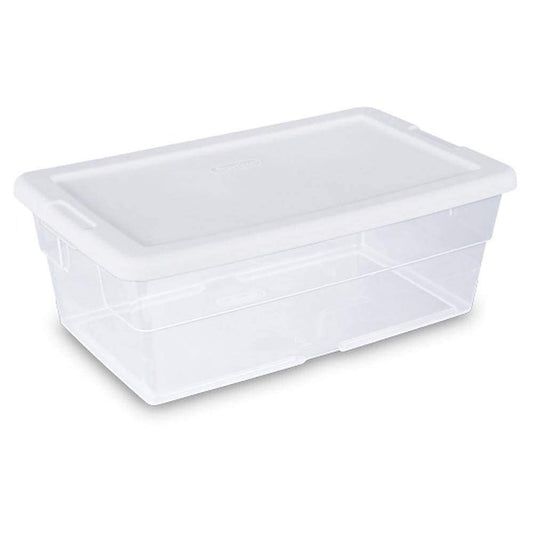 Sterilite 6 Qt Stackable Storage Box, Clear/White Lid, 1-Pack