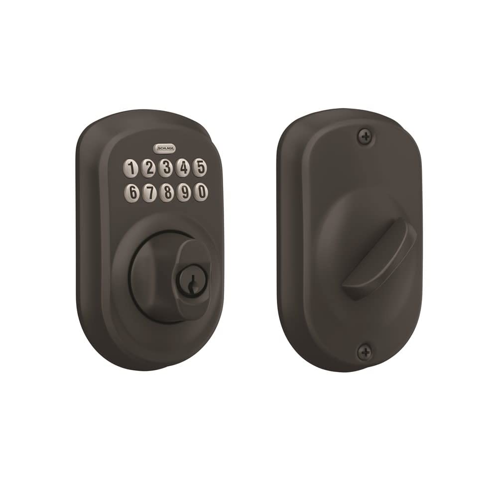 Schlage BE365 PLY 622 Electronic Deadbolt Matte Black