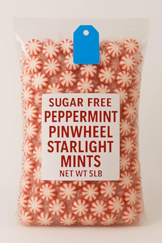 Sugar-Free Peppermint Pinwheel Starlight Mints | Individually Wrapped Hard Candy | 5 lb Bag (635909)
