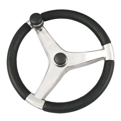 Schmitt Evo Pro 316 Cast Stainless Steel Steering Wheel w/Control Knob - 15.5" Diameter