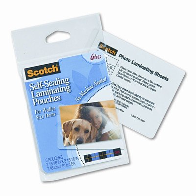 3M Self-Sealing Laminating Pouches 2.5x3.5 5/Pk Set of 3