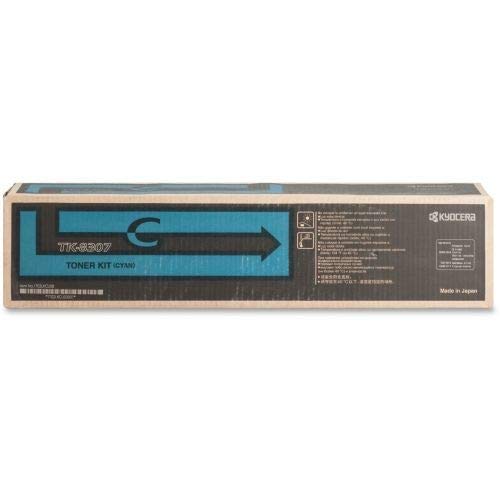 Kyocera 1T02LKCUS0 Model TK-8307C Cyan Toner Kit for use with Kyocera TASKalfa 3050ci, 3051ci, 3550ci and 3551ci A3 Color Multifunction Printers; Up to 15000 Pages Yield at 5% Average Coverage