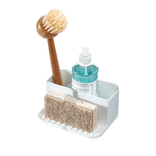 InterDesign Kitchen Sink Caddy with Sponge Holder, White