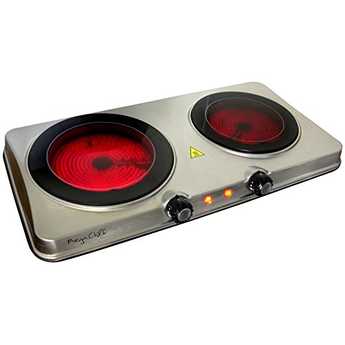 MegaChef Indoor and Outdoor Portable Electric Stove Portable Dual Vitro-Ceramic Infrared Cooktop
