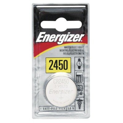 Energizer ECR2450BP (CR2450) 3 Volt, 620 mAh, Lithium Coin Battery - Carded (Pack of 1)