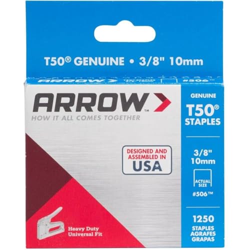 Arrow Fastener 506 Genuine T50 3/8-Inch Staples, 1250-Pack - 2 Pack
