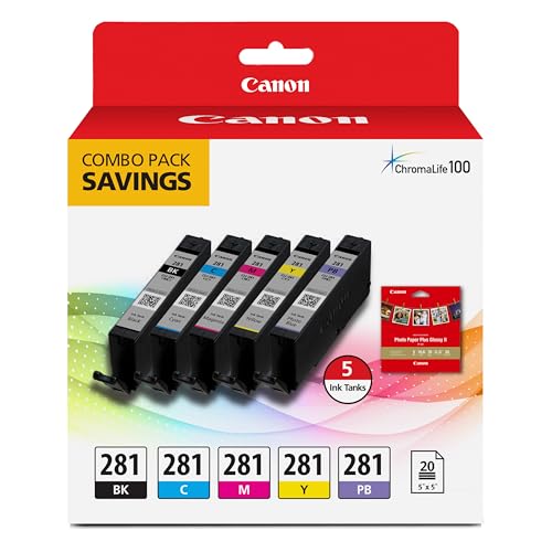 Canon CLI-281 Combo Pack with 20 Sheets