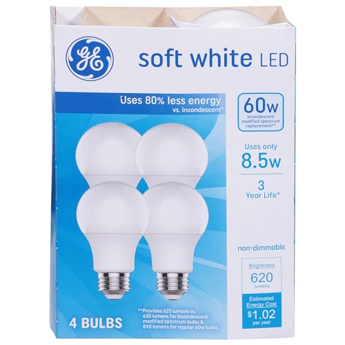 GE LED LIGHT BULB A19 SFT WHT