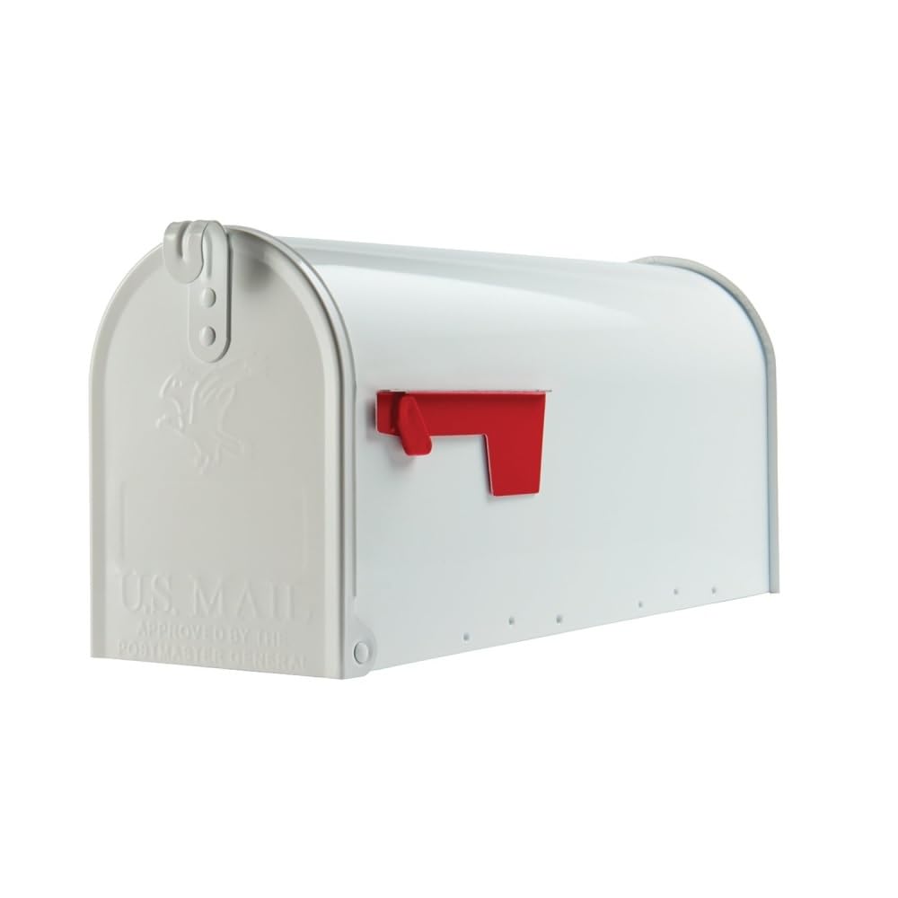 Elite Medium Capacity Galvanized Steel White, Post-Mount Mailbox, E1100W00 E1100WAM