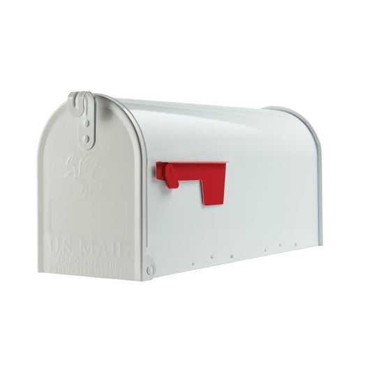 Elite Medium Capacity Galvanized Steel White, Post-Mount Mailbox, E1100W00 E1100WAM