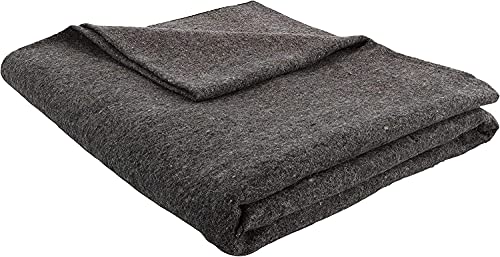 Grey 62x80 Military Wool Blanket for Emergency,Camping & Everyday Use (Grey)