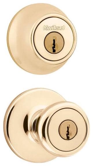 Kwikset 690T Tylo Knobset & Deadbolt Combo, Polished Brass