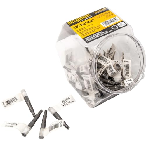 Eazypower 002235 Tub 50 T25 fits Torx Screws, 1/4" Hex Drive, Power Bits, 2" Long