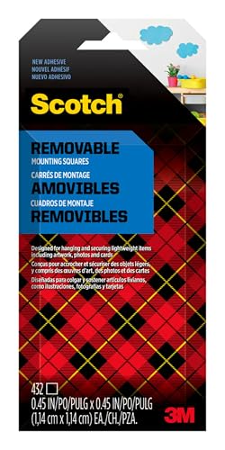 Scotch Removable Wall Mounting Tabs, .75" x .5", 480 Tabs (7225)