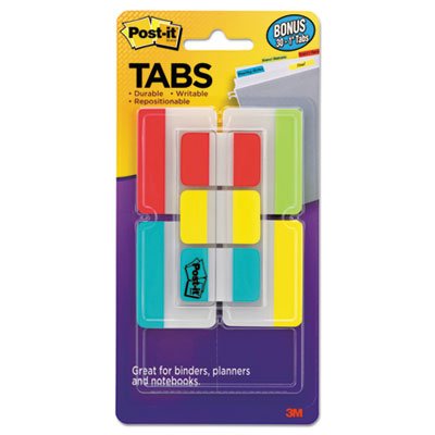 Post-it Tabs Value Pack, Assorted Primary Colors, 1 in. and 2 in. Sizes, 114 Tabs
