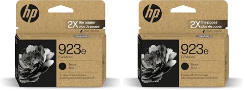 HP 923e Black EvoMore Ink Cartridge| Works with Printer Series: OfficeJet 8120, OfficeJet Pro 8130 | Carbon Neutral | 4K0T7LN, (Pack of 2)