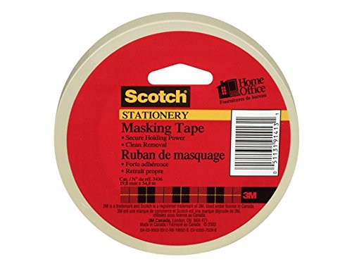 Scotch Masking Tape, 0.70 in x 54.6 yd, Applies Easily, Great for Labeling, Mounting and Bundling, Strong Adhesive, Great for Everyday Uses, 1 Roll (3436)