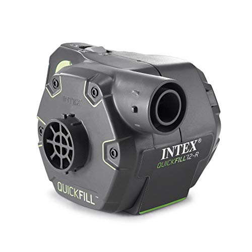 INTEX 66641E QuickFill 120 Volt AC/DC Rechargeable Electric Pump: Inflates and Deflates Air Mattresses, Kayaks, Boats – 3 Nozzles – Easy Carry Handle – 650 L/Min Air Flow – Indoor and Outdoor Use