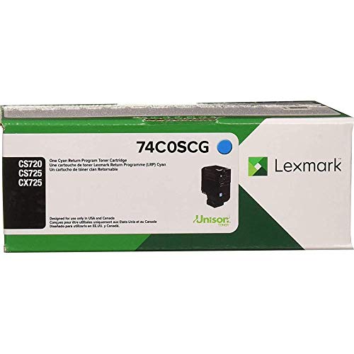 Lexmark Cyan Toner Cartridge 74C0SCG, 7000 Yield