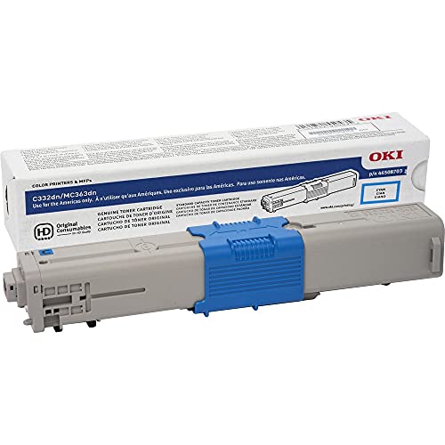 OKI 46508703 Toner Cartridge, f/C332/MC363, 3,000 Page Yield, CYN