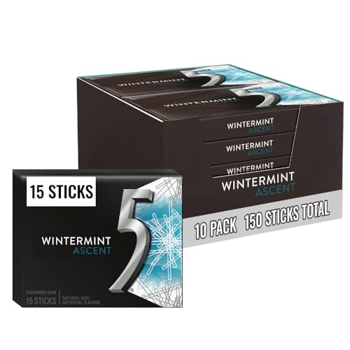 5 Gum Wintermint Ascent Sugar Free 15 Stick (10 Pack)
