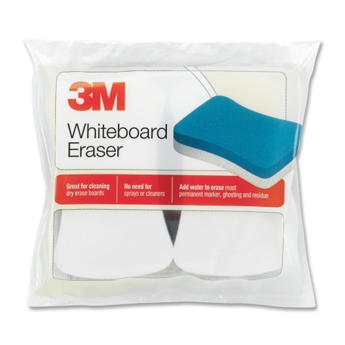 3M 581WBE Whiteboard Eraser Pads, 5-Inch x3-Inch, 2/PK, White/Blue