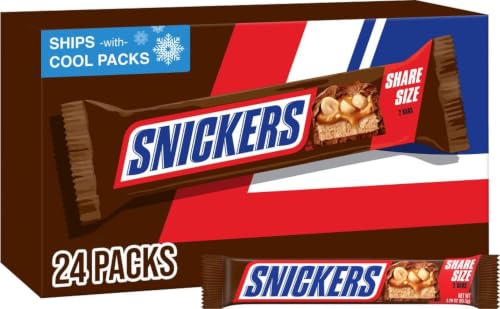 Snickers Milk Chocolate Candy Bars 3.29 oz 24-Pack