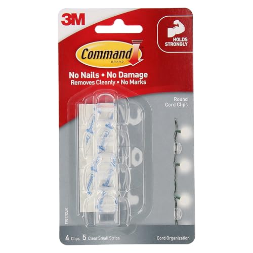 Command 17017CLR Clear Round Cable Clips, Colorless, Small