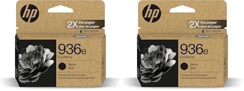 HP 936e Black EvoMore Ink Cartridge | Works with OfficeJet 9120,Pro 9100,Pro Wide Format 9700 | Carbon Neutral-| 4S6V6LN,(Pack of 2)