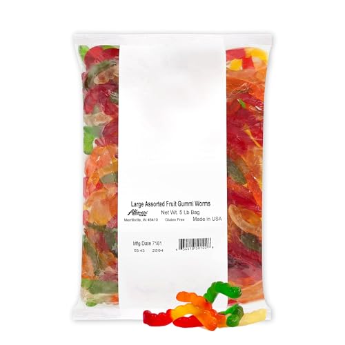 World's Best Large Assorted Fruit Gummi Worms, 5lbs of Candy 628137