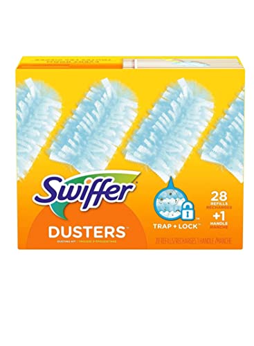 Swiffer Dusters Dusting Kit, Starter Kit Handle & 28 Duster Refills, 1 Count (Pack of 29), White